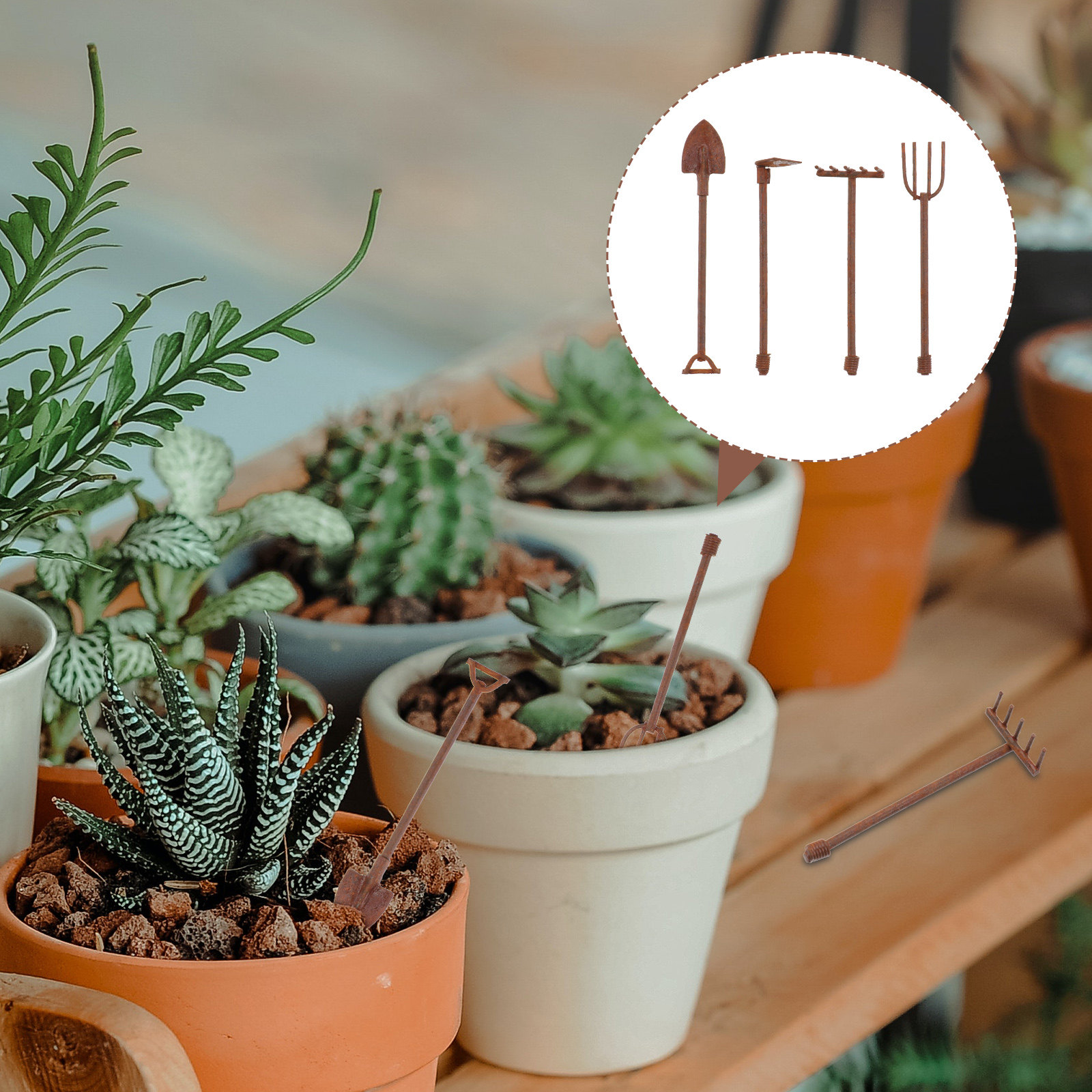 Gardening Tools Vintage - Lot de 4 mini-outils de jardinage
